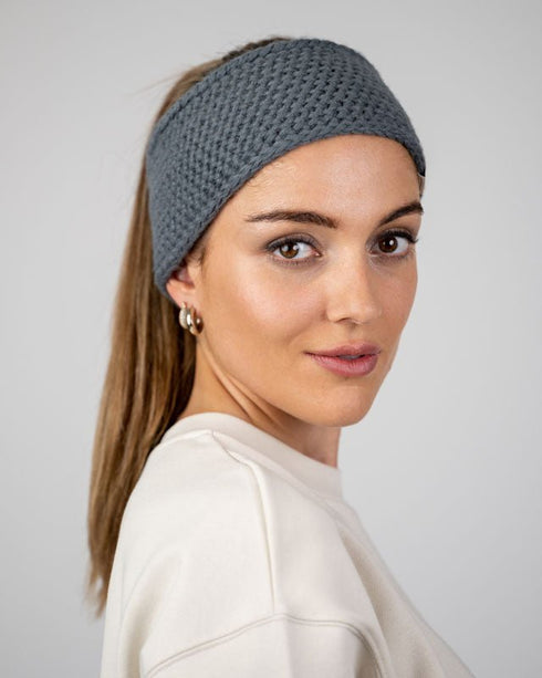 TreeHeadband Knitted Fleece Steel Blue